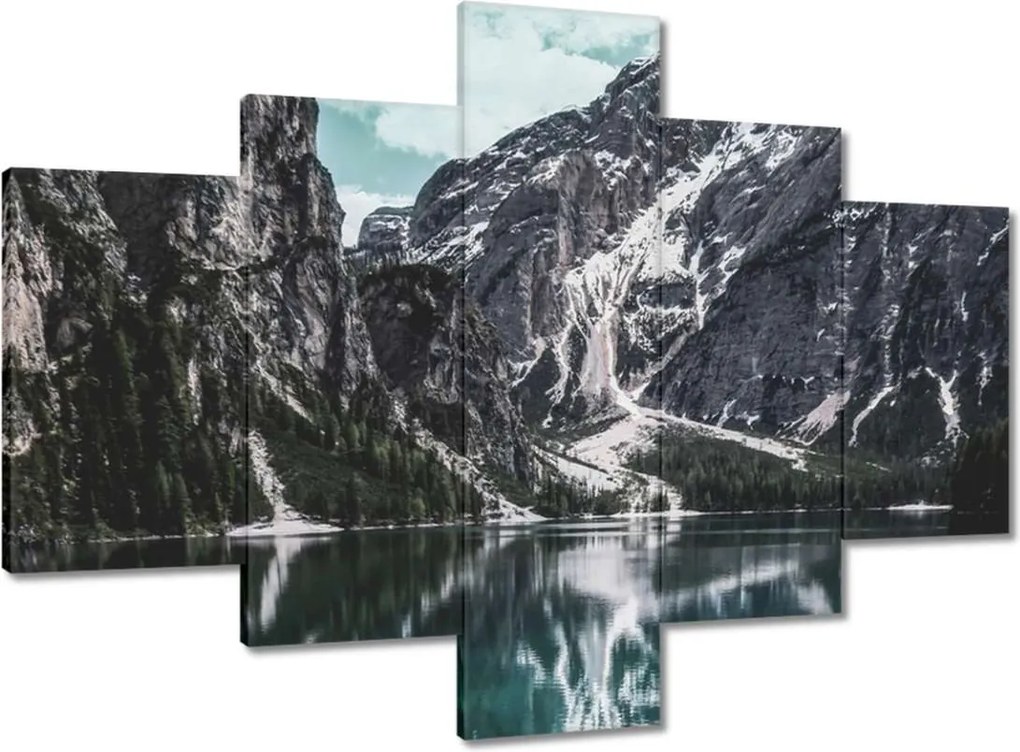 Vászonkép 100x70 Tó az Alpokban Hegyek