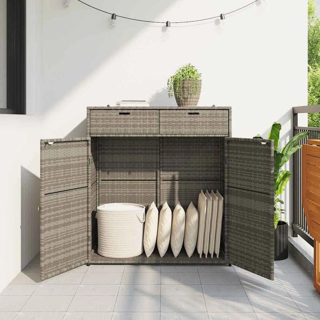 vidaXL szürke polyrattan kerti tárolószekrény 105 x 55 x 113 cm