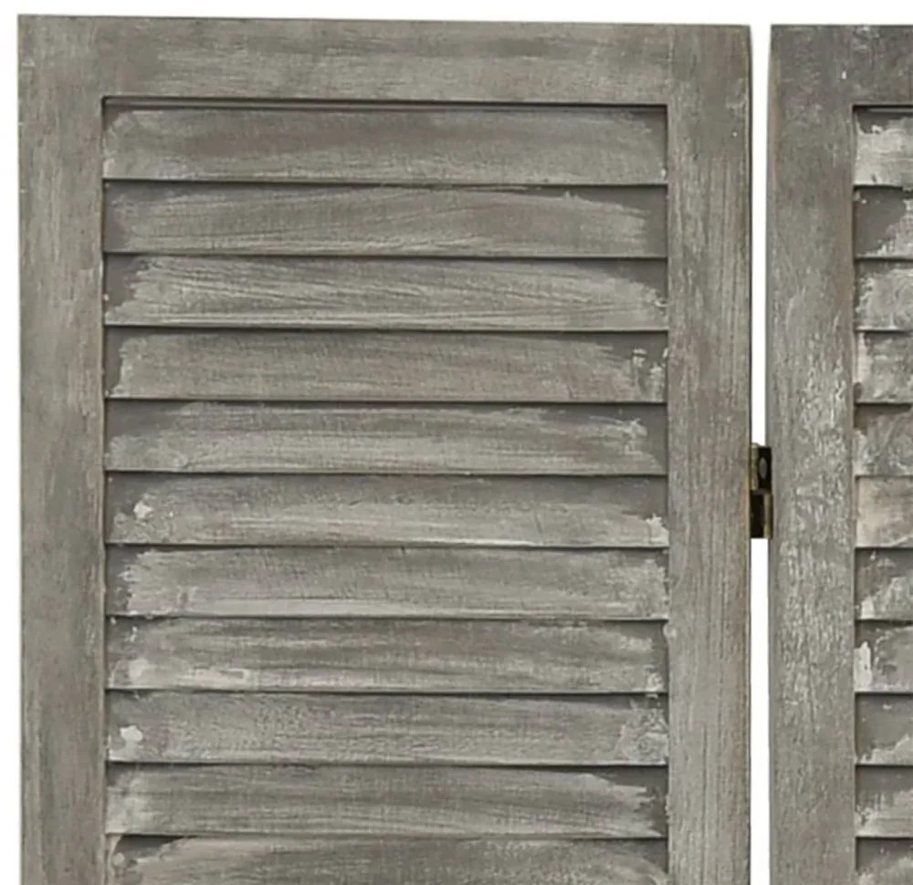 szürke 3 paneles tömör faparaván 106,5 x 166 cm