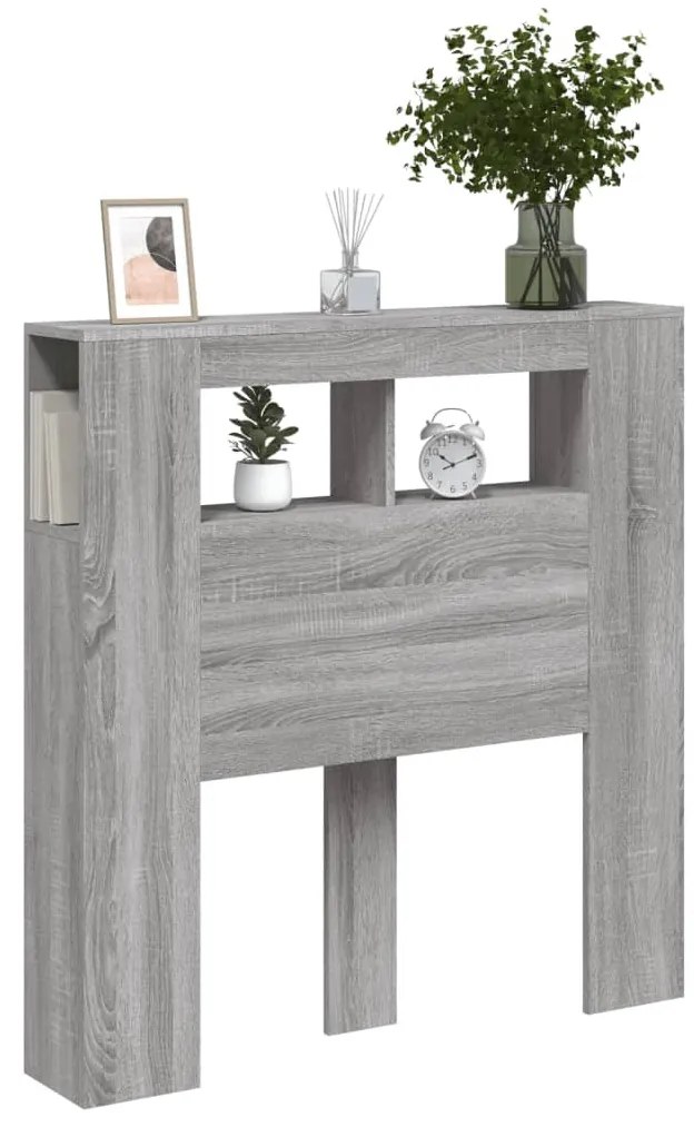 szürke sonoma szerelt fa LED-es fejtámla 100x18,5x103,5 cm