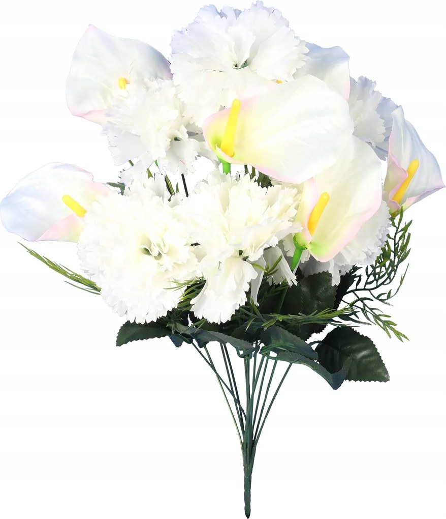 Művirág csokor mix 12 Fehér szegfűvel, call Dekoráció