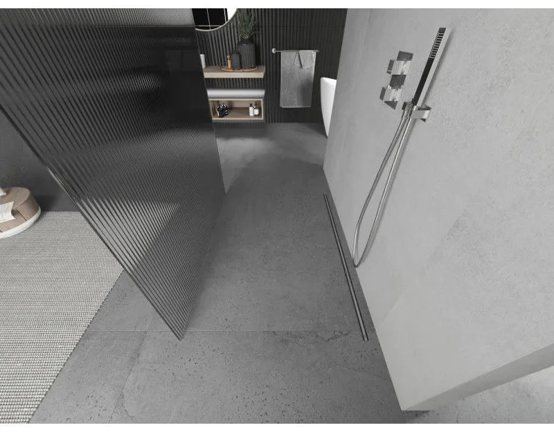 Mexen Kioto, Walk-In zuhany paraván 100 x 200 cm, 8 mm-es üveg bordás mintával, króm profil, 800-100-002-01-09