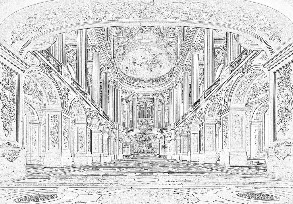 Versailles tapéta Oszlopépítészet elegancia palota belső terek 368x254+ragasztó