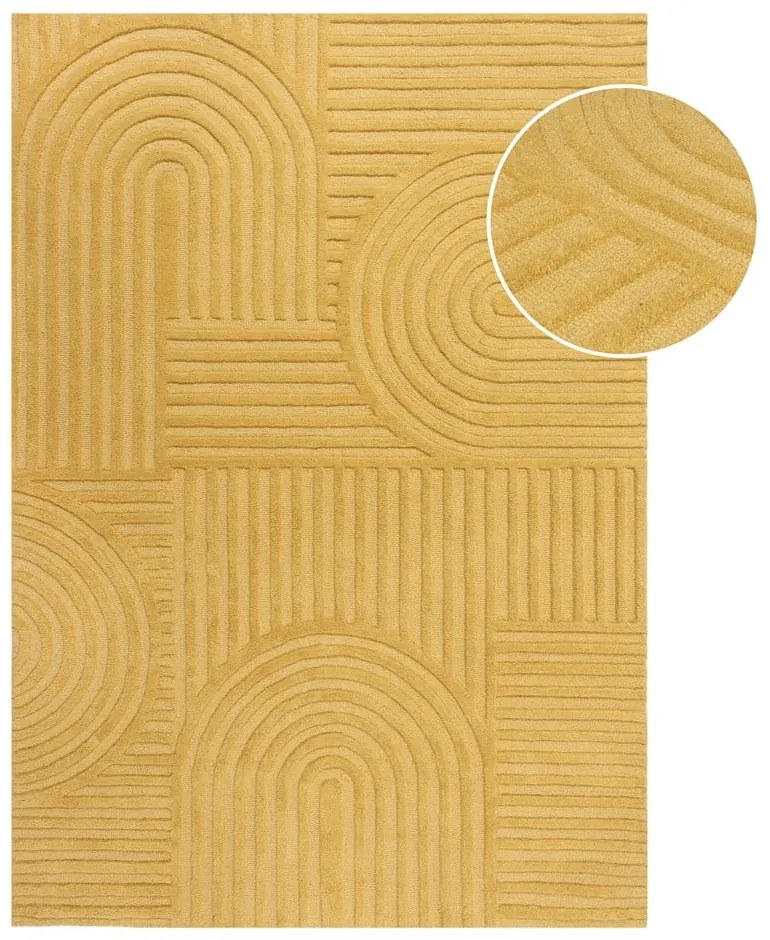 Zen Garden sárga gyapjú szőnyeg, 120 x 170 cm - Flair Rugs