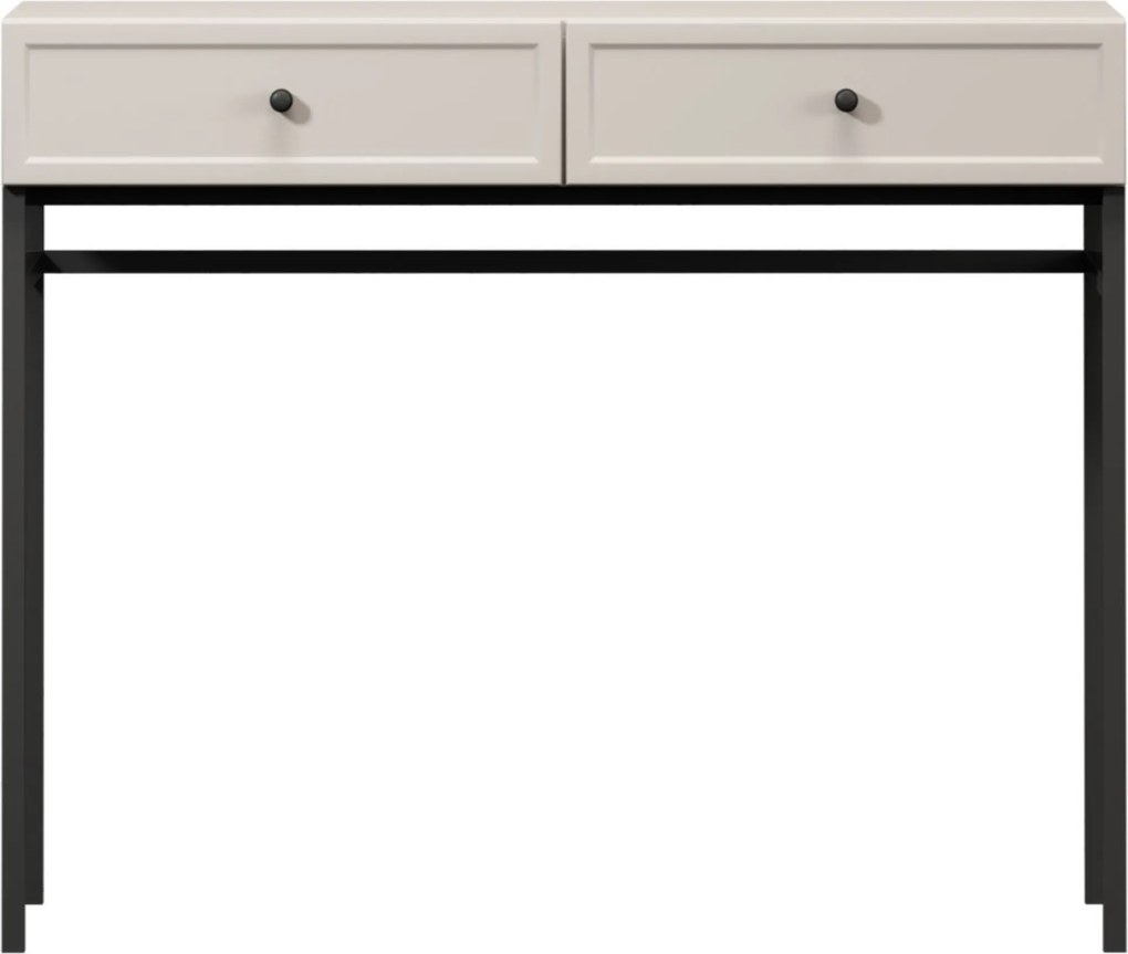 Lorini konzolasztal / toalettasztal 100 cm - kasmír / fekete fogantyúk / fém lábak
