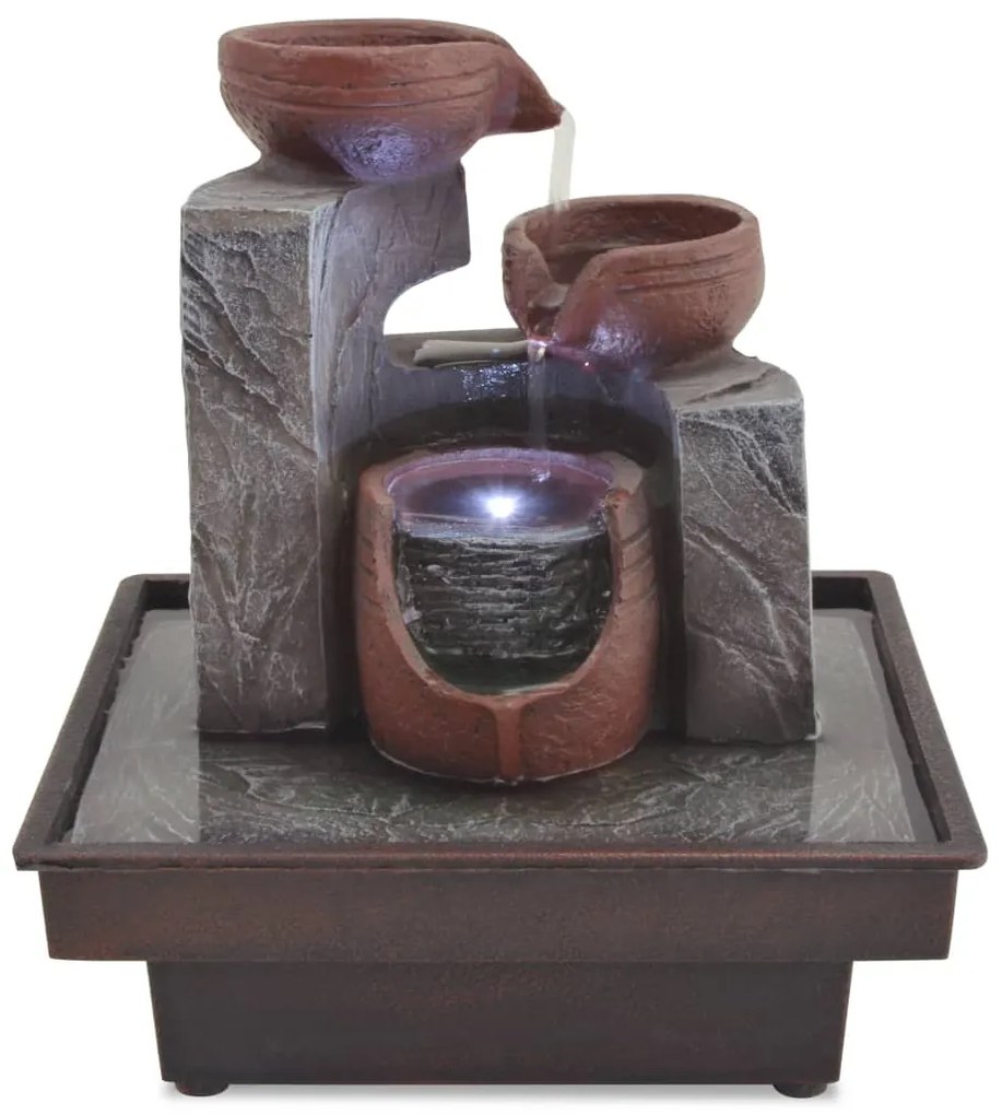 vidaXL Beltéri szökőkút LED-megvilágítással, polyresin