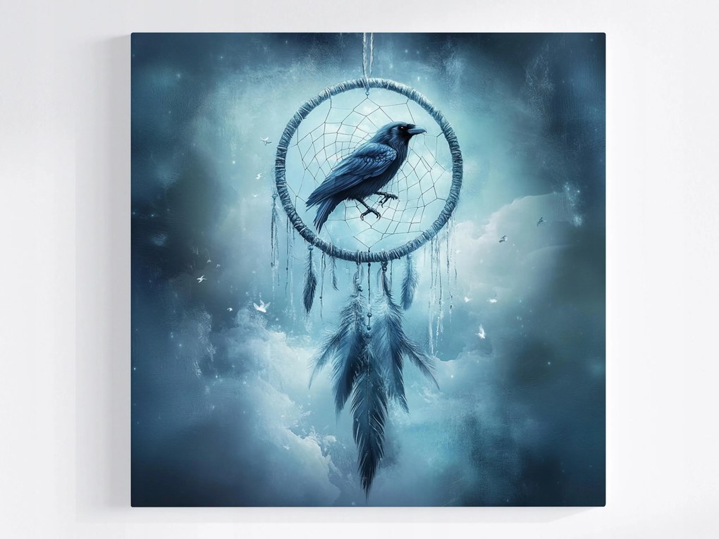 Canvas Vászonkép Álomfogó Holló Madár Toll Fantasy Gothic 80x80