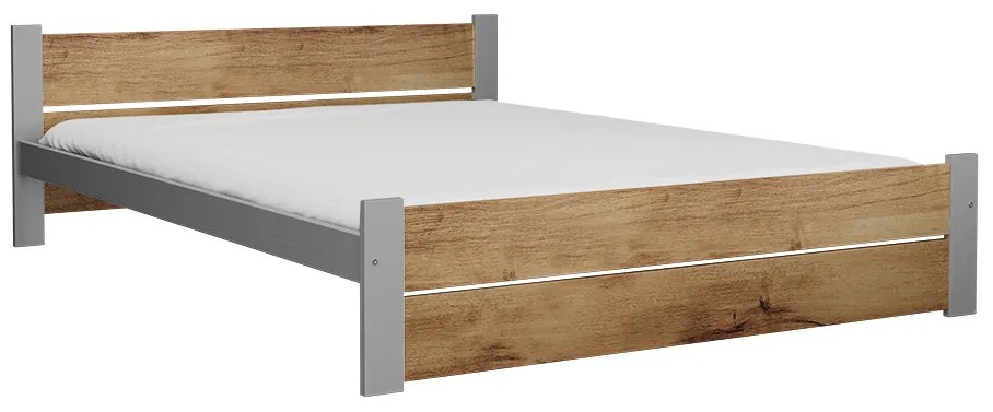 Ágy IKAROS DOUBLE 180 x 200 cm, artisan tölgy/szürke Ágyrács: Lamellás ágyrács, Matrac: Deluxe 10 cm matrac