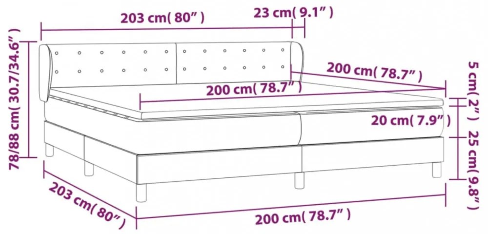 sötétszürke szövet rugós ágy matraccal 200 x 200 cm