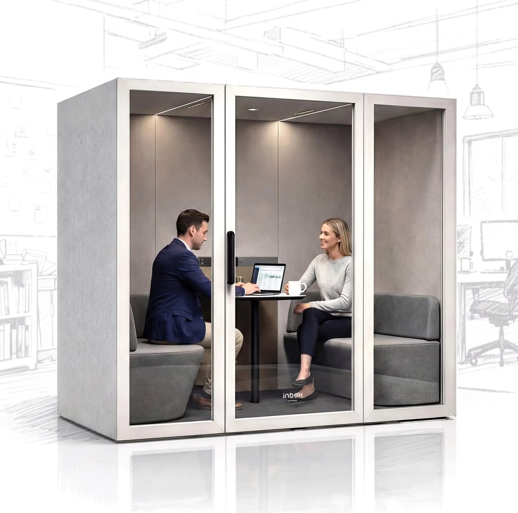 INBOX akusztikai irodai fülke 4 személyes, 2100 × 2200 × 1220 mm