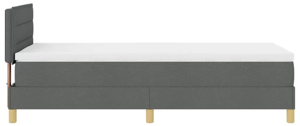 vidaXL LED Box Spring Ágy matracmal Sötétszürke 90 x 200 cm szövet