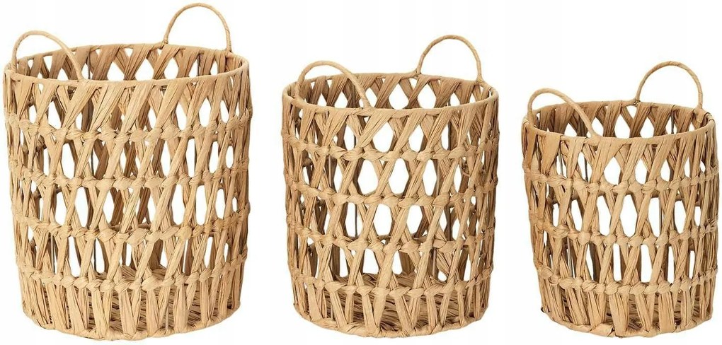 3 db-os kosár szett Natural tároló doboz Boho rendszerező