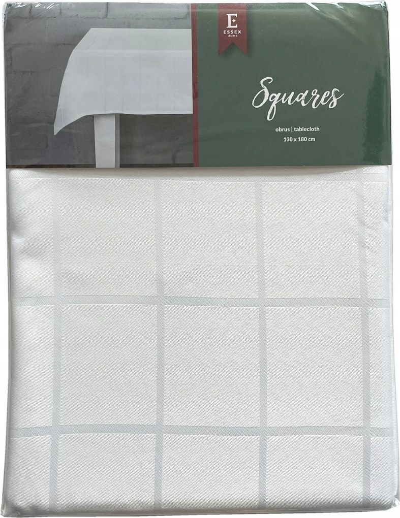 Fehér, fényes abrosz 145x220 cm Négyzetes mintával