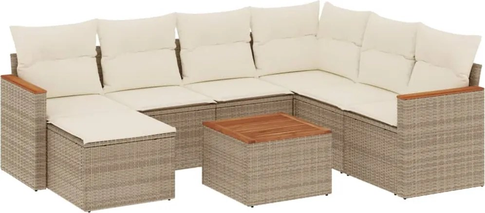 vidaXL 8 részes bézs polyrattan kerti ülőgarnitúra párnával