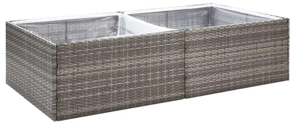 szürke polyrattan kerti ültetőláda 157 x 80 x 40 cm