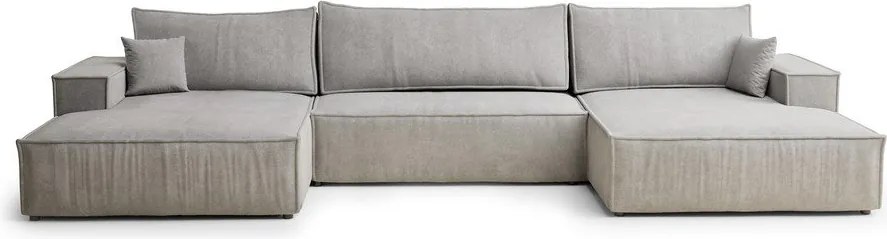 Szürkésbézs zsenília kinyitható-tárolóhelyes sarokkanapé (U alakú) Kyoto – Maison de Rêve