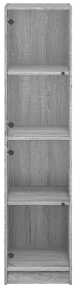szürke sonoma színű magasszekrény üvegajtókkal 35 x 37 x 142 cm