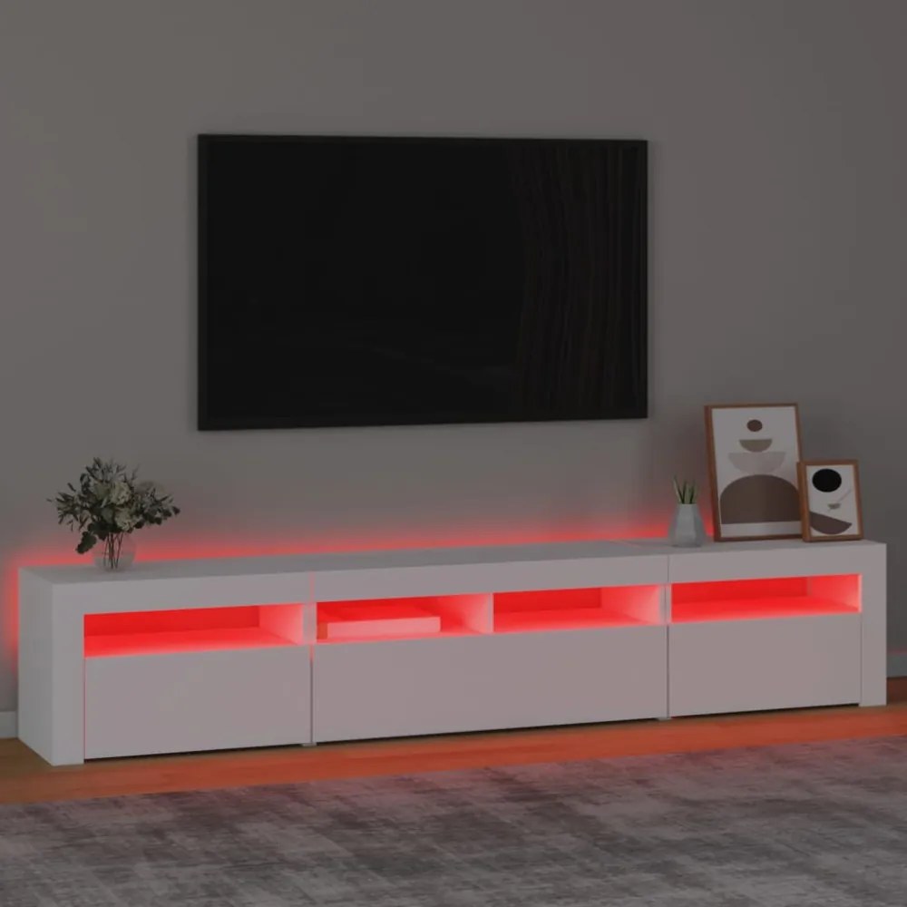 fekete TV-szekrény LED-világítással 210x35x40 cm