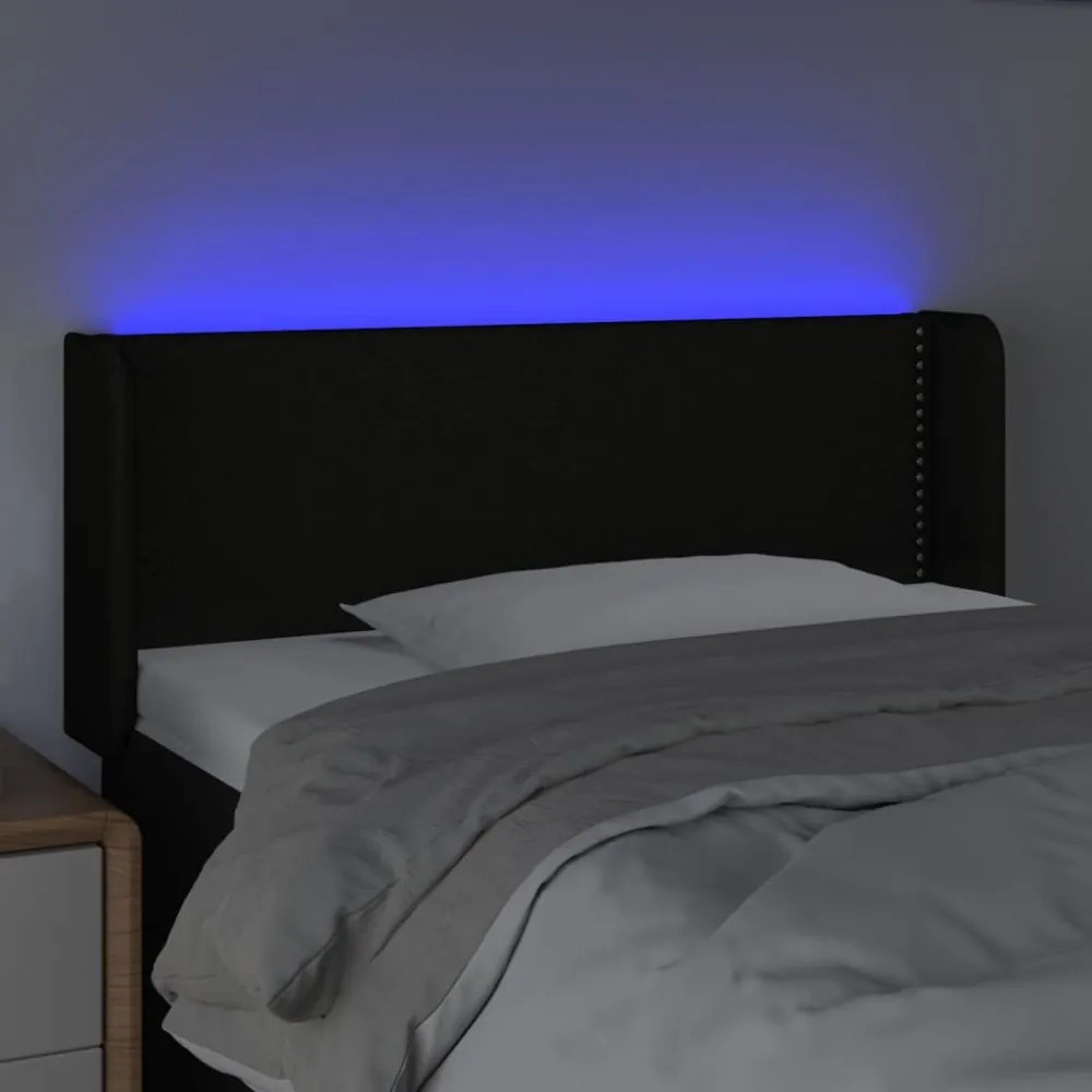 fekete szövet LED-es fejtámla 103 x 16 x 78/88 cm