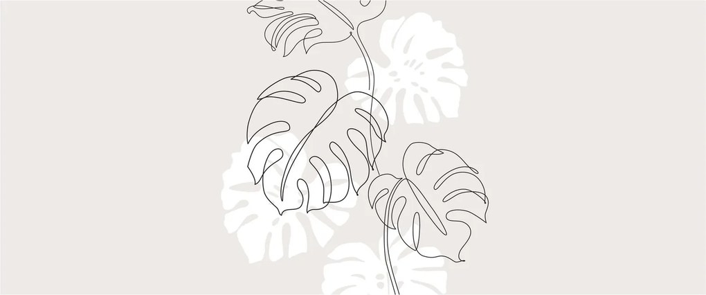Kép - Vonalkép monstera N⁰3 (120x50 cm)