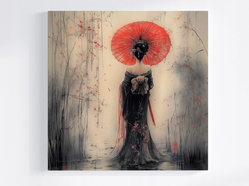 Canvas Vászonkép Nő Gésa Esernyő Japán Kelet Ázsia 40x40
