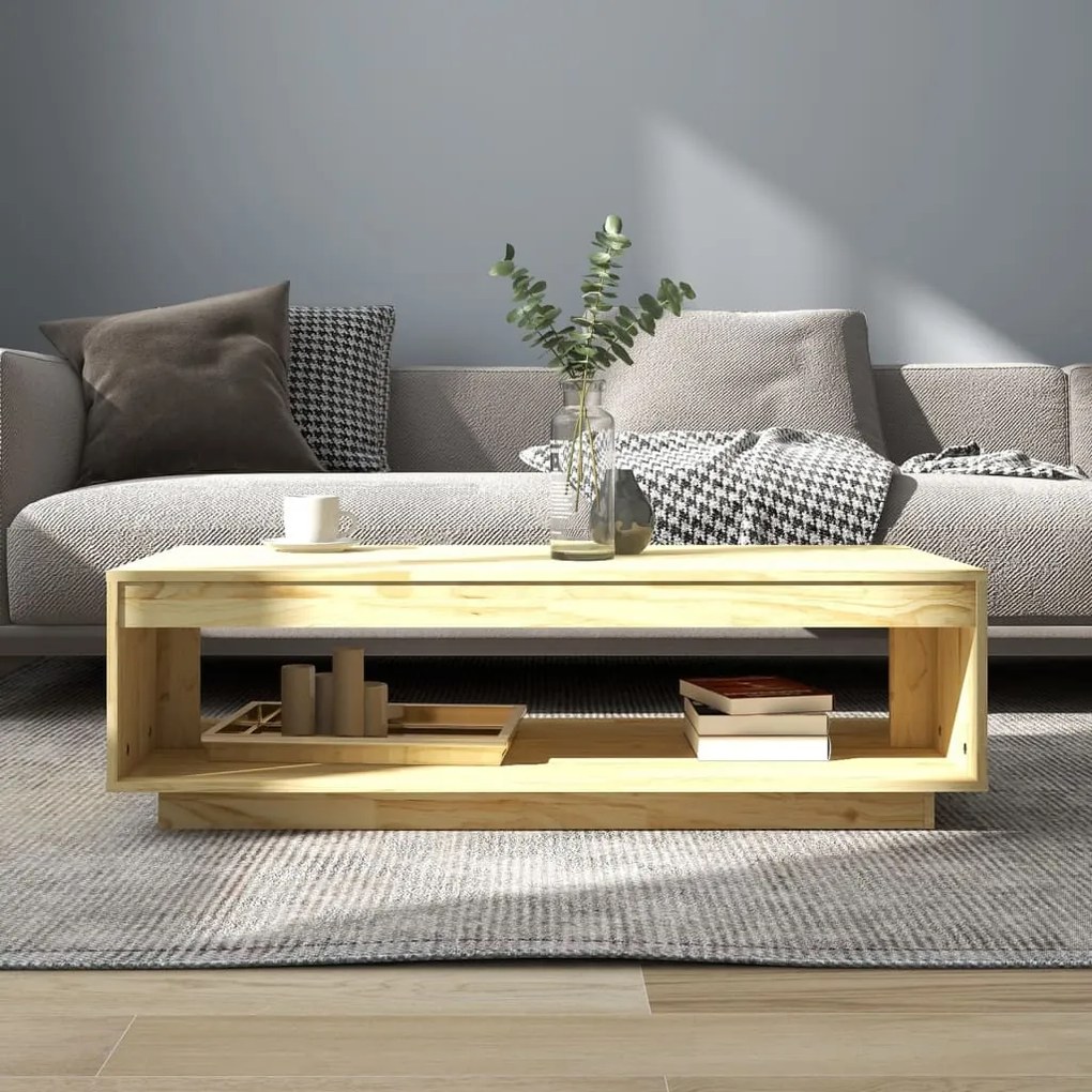 Tömör fenyőfa dohányzóasztal 110 x 50 x 33,5 cm
