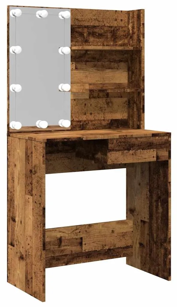 antik fa fésülködőasztal LED-del 74,5 x 40 x 141 cm