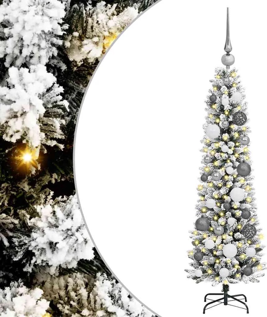 vidaXL Mű karácsonyfa 150 LED-del Fehér 120 cm PVC és Fém és Műanyag