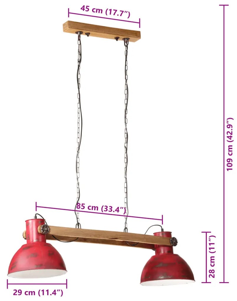 kopott piros fali lámpa 25 W 85x28x109 cm E27