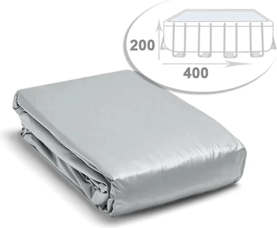 Medence belső fólia, Intex Prism Rectangular Frame, 400 x 200 x 100 cm, szürke, téglalap alakú, 3 rétegű PVC, leeresztő szeleppel, szűrő csatlakozással (13021)