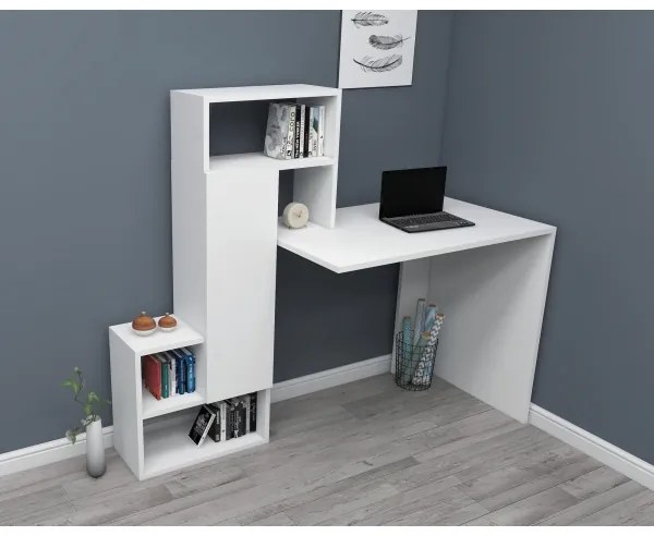 Munkaasztal polccal IRMAK 119x138,6 cm fehér