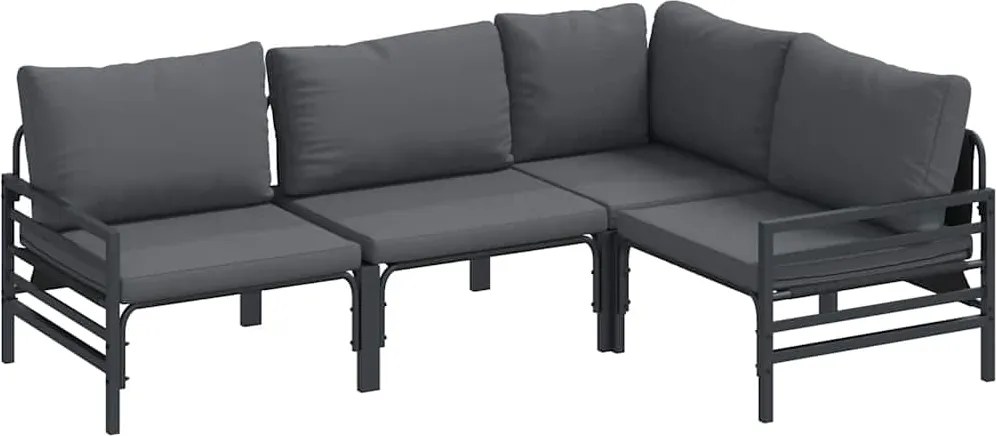 vidaXL Kerti Kanapé Szett párnával 4 pcs Antracit Acél