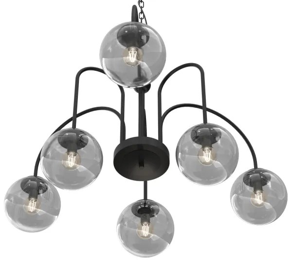 Csillár láncon CAMBRIDGE 6xE14/60W/230V fekete