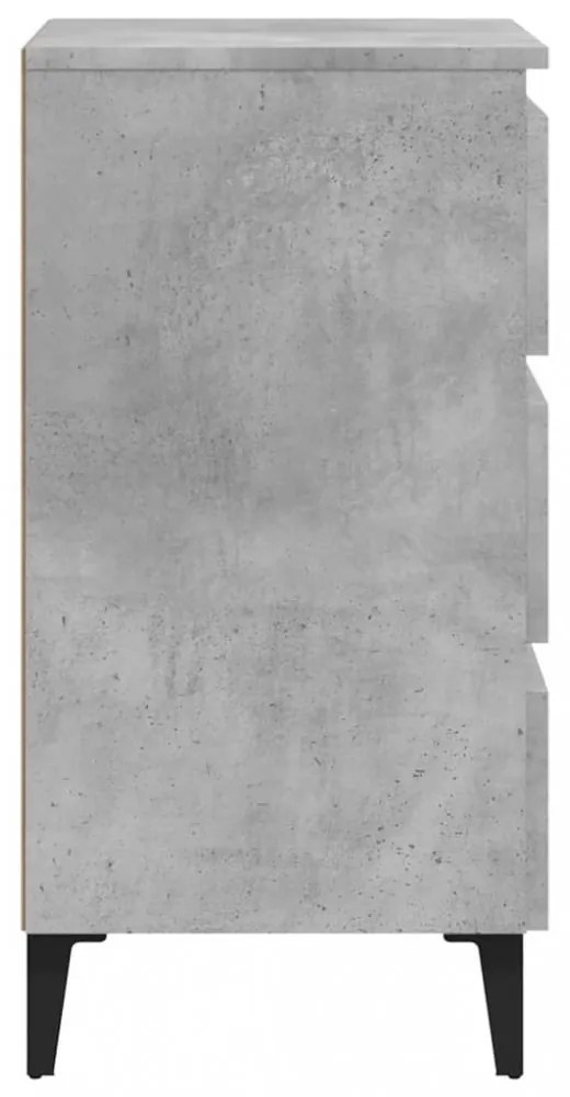 2 db betonszürke éjjeliszekrény fémlábakkal 40 x 35 x 69 cm