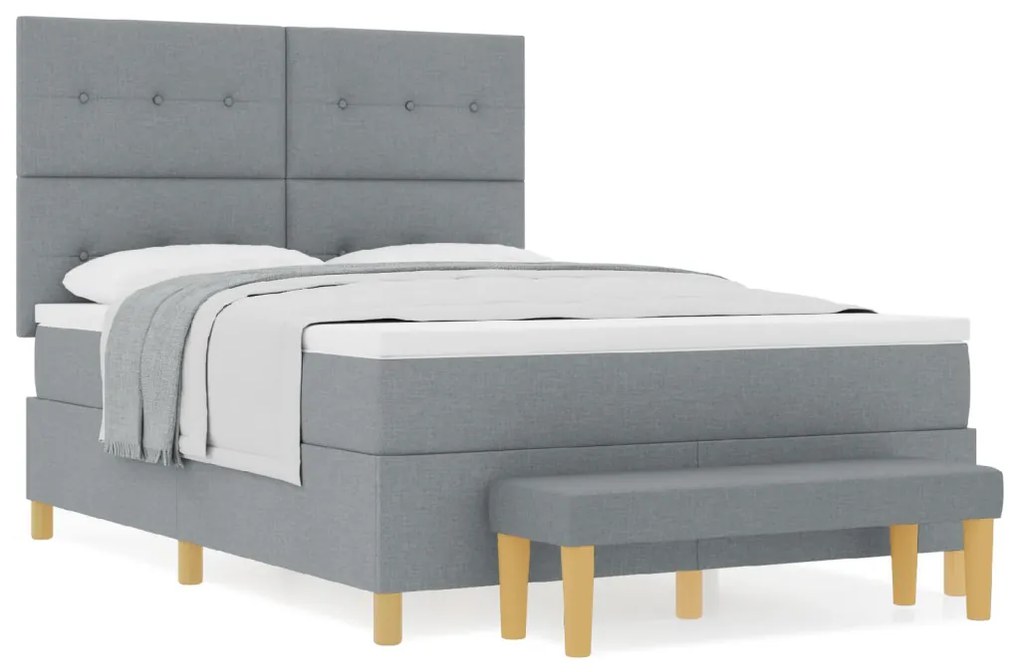 Boxspring Ágy Matraccal és Pad Light Grey 140x200 cm Szövet