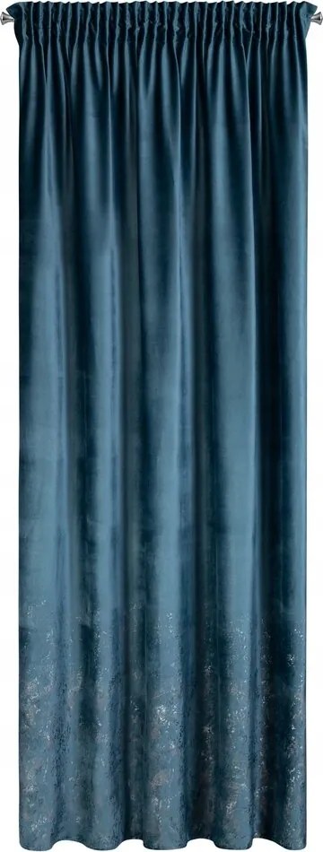 Bársony függöny c. türkiz 140X270 alul arany csiszolt mintás Szalag