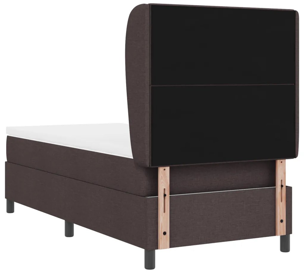 Boxspring Ágy Matrac Fekete Barna 100x200 cm Szövet