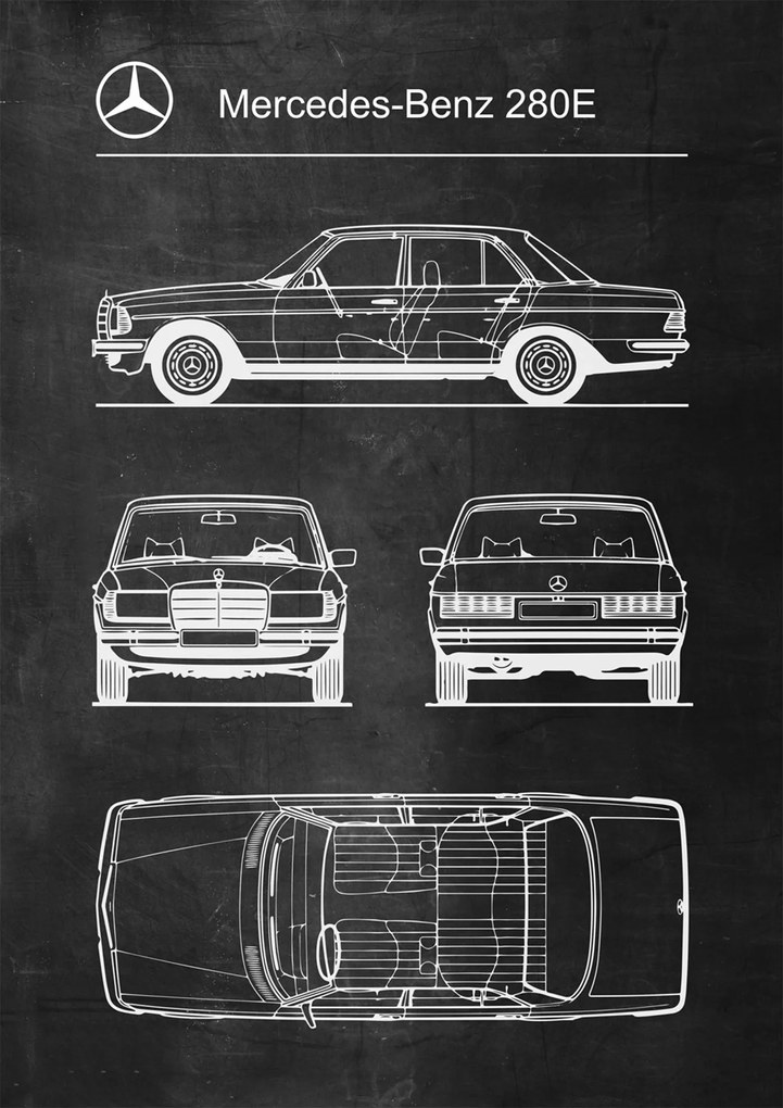 Poszter Mercedes Benz 280 E Retro Patent Poster