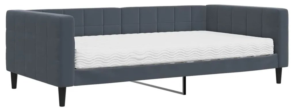 sötétszürke bársony heverő matraccal 100 x 200 cm