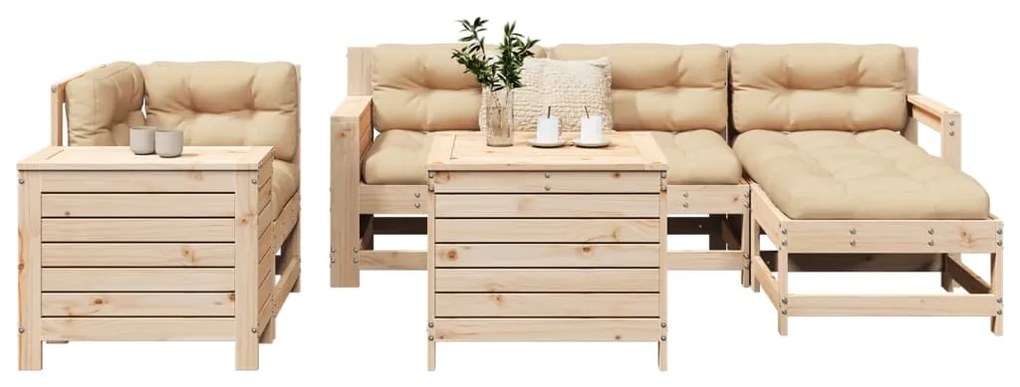 vidaXL 7 részes tömör fenyőfa kerti kanapészett