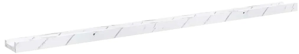 Falpolc polcokkal 2 pcs Fehér márvány 115 x 9 x 3 cm Faanyag