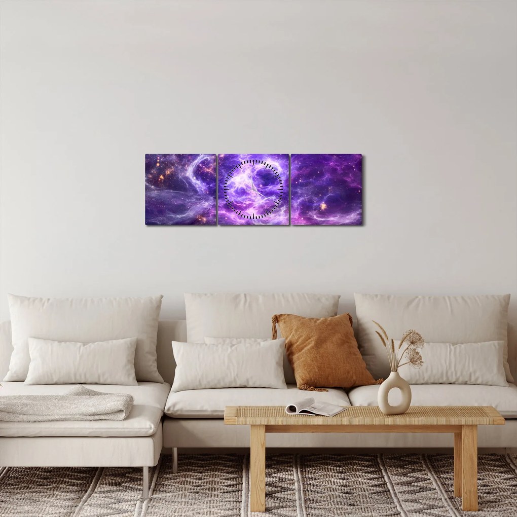 Kép - Lila Univerzum (órával) (90x30 cm)