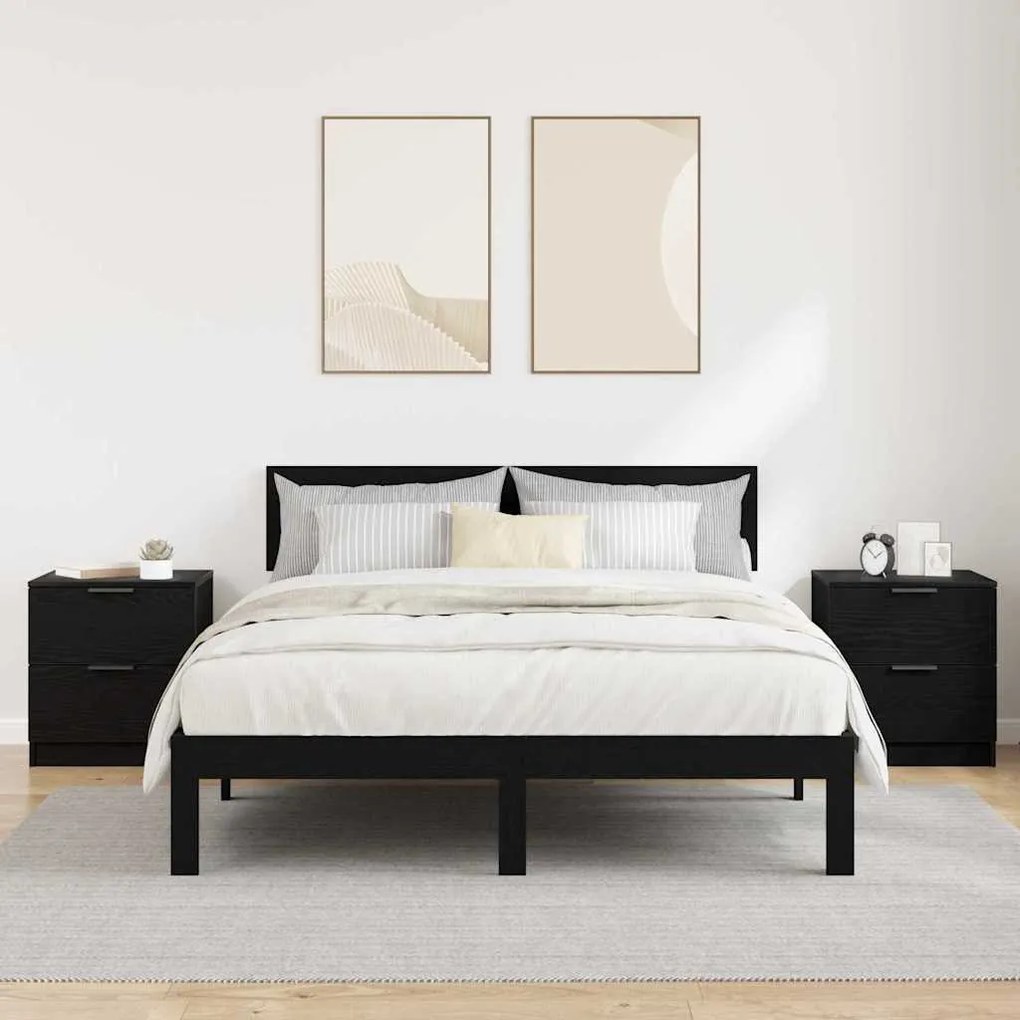 Éjjeliszekrény 2 pcs Musta tammi 45 x 39 x 50 cm Faanyag