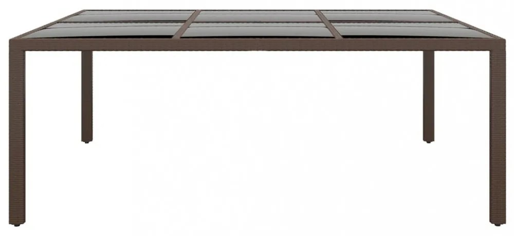 barna üveglapos kerti asztal 200 x 150 x 75 cm