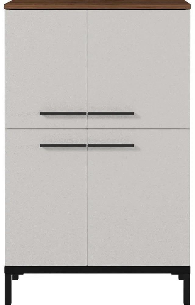 Szürkésbézs magas fürdőszoba szekrény diófa dekorral 60x97 cm Yonkers - Germania