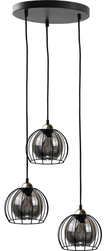 Csillár zsinóron SOLO BLACK 3xE27/60W230V fekete/arany