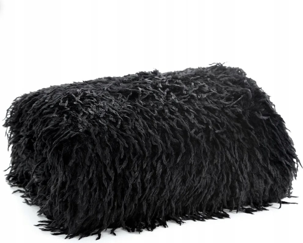 Szőrme takaró Adore 130x170 fekete szőrme meleg puha kellemes shaggy sörték