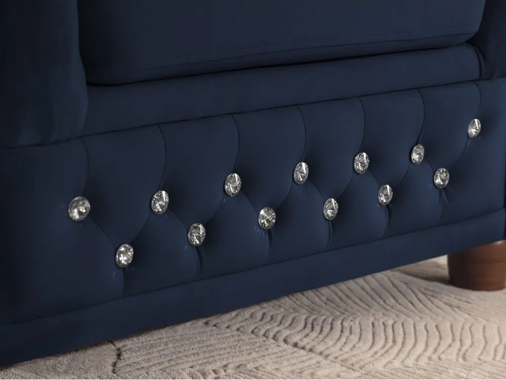 Kék bársony kinyitható sarokkanapé (bal oldali-L alakú) York Blik – Ropez