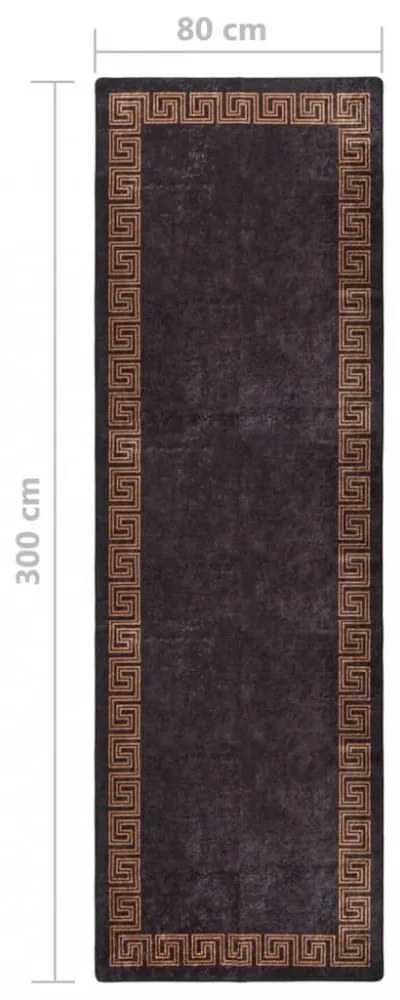 fekete és arany csúszásmentes mosható szőnyeg 80 x 300 cm