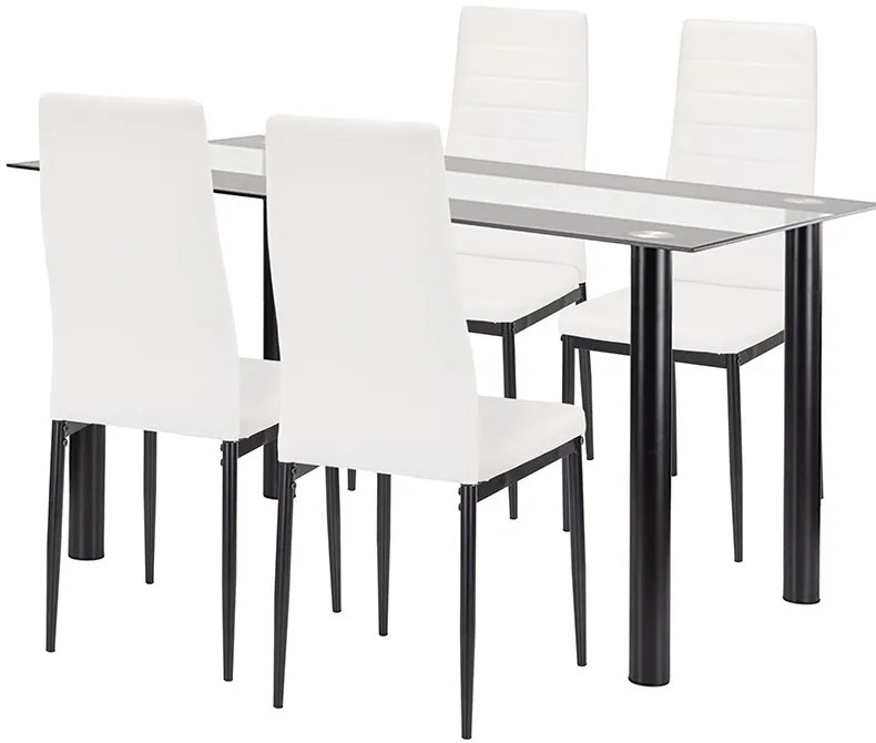 Denton 4+1 étkező garnitúra fehér-fekete